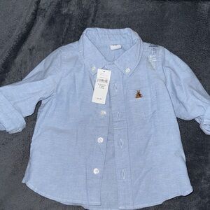 GAP Light Blue Kids Button Down Shirt with Bear Patch